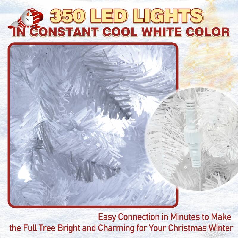 VEIKOUS 6.5FT/7.5FT Pre-Lit LED Artificial Christmas Tree Pencil
