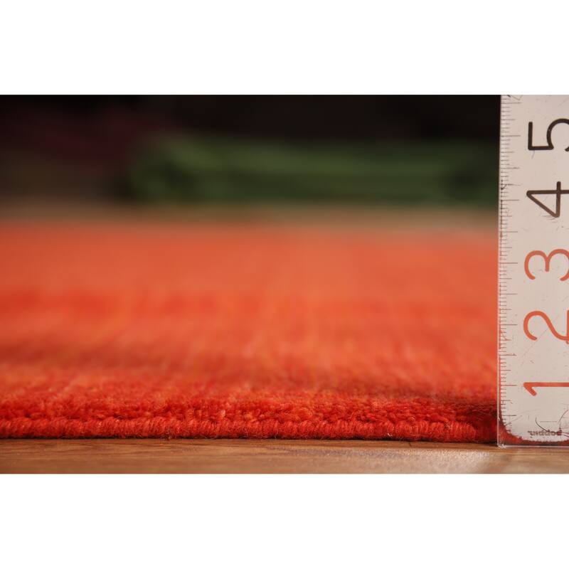 Hand Knotted Oriental 100% Wool Carpet Tribal Animal Pictorial Oranges & Rust Gabbeh Area Rug - 8' 2'' X 6' 7''