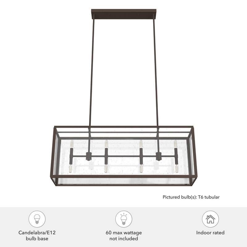 Hunter Felippe 8-Light Linear Chandelier, Kitchen Island, Dining Room, Cage, Contemporary