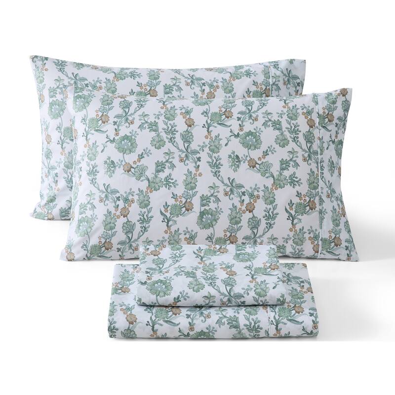 HLC.ME Floral Printed Ultra Soft Bed Sheets Set - King - Ditsy Green
