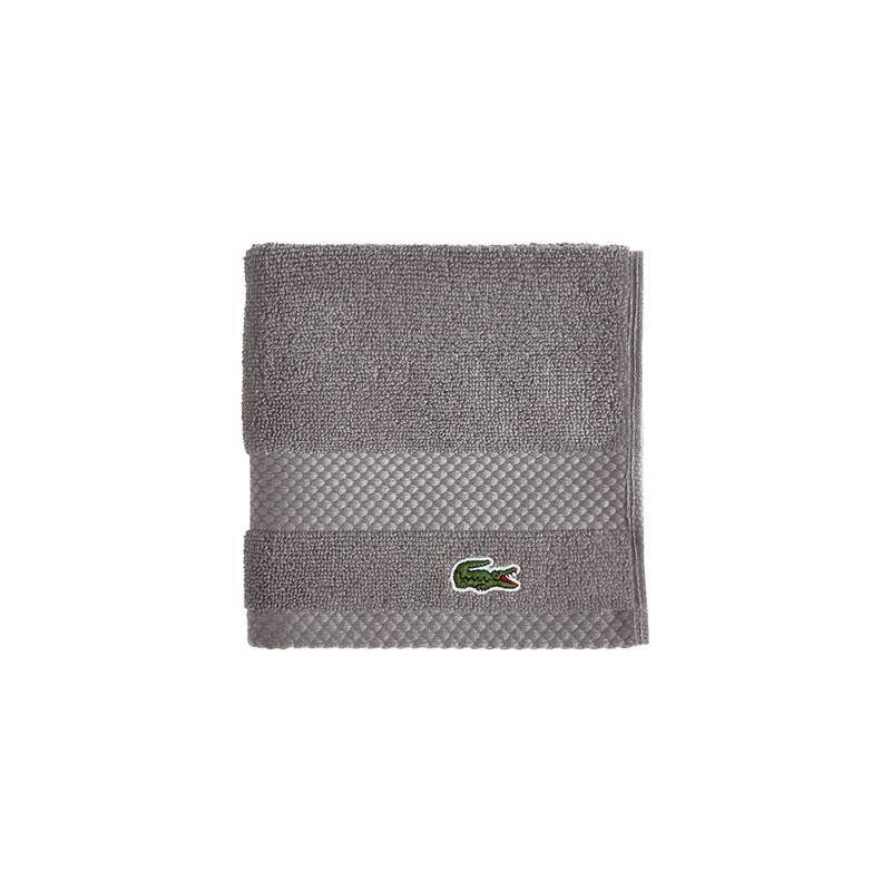 Lacoste Heritage Supima 100% Cotton Bath Towel, Hand Towel, Wash Cloth, and Bath Sheet - Meteorite - Wash Cloth