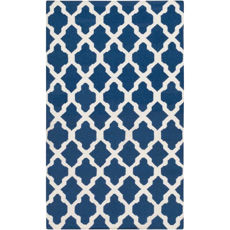 Hand-Woven Ashley Lattice Reverisble Flatweave Wool Area Rug - 5' x 8'
