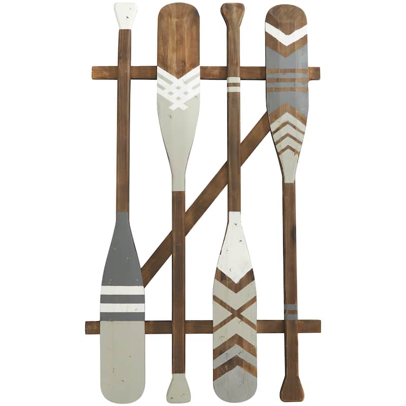 Wood Paddle Novelty Canoe Oar Wall Decor with Arrow and Stripe Patterns - Brown or Light Gray - Roche River Decor - Light Gray