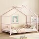 preview thumbnail 1 of 13, Twin Size Metal House Platform Bed, No Box Spring Required, Easy to Assemble, Suitable for living room, bedroom Pink