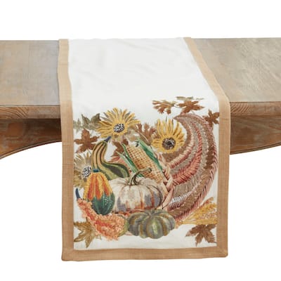 Embroidered Cornucopia Table Runner - 16"x72"