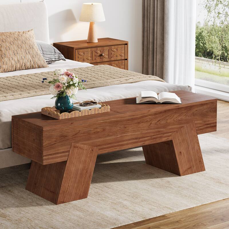 Solid Wood Shoe Bench with Sturdy Legs - Brown