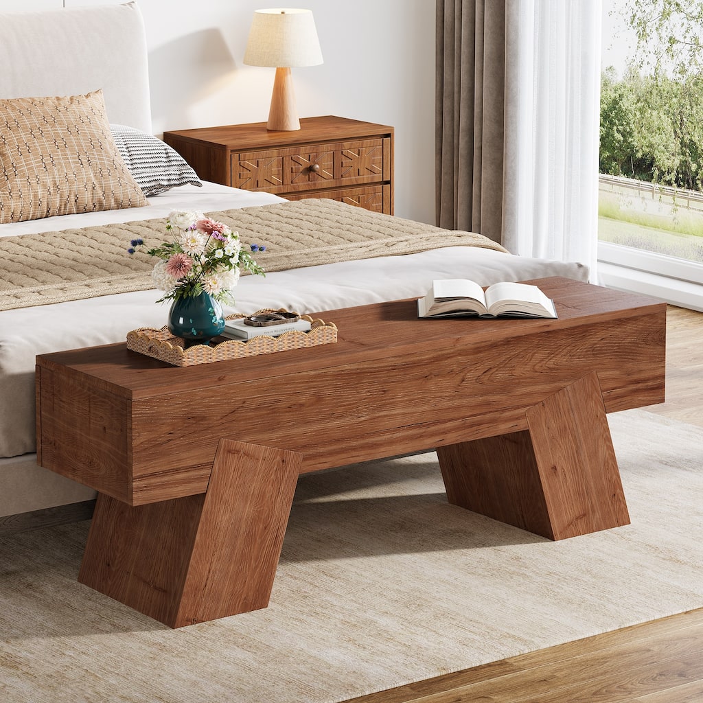 Solid Wood Shoe Bench with Sturdy Legs