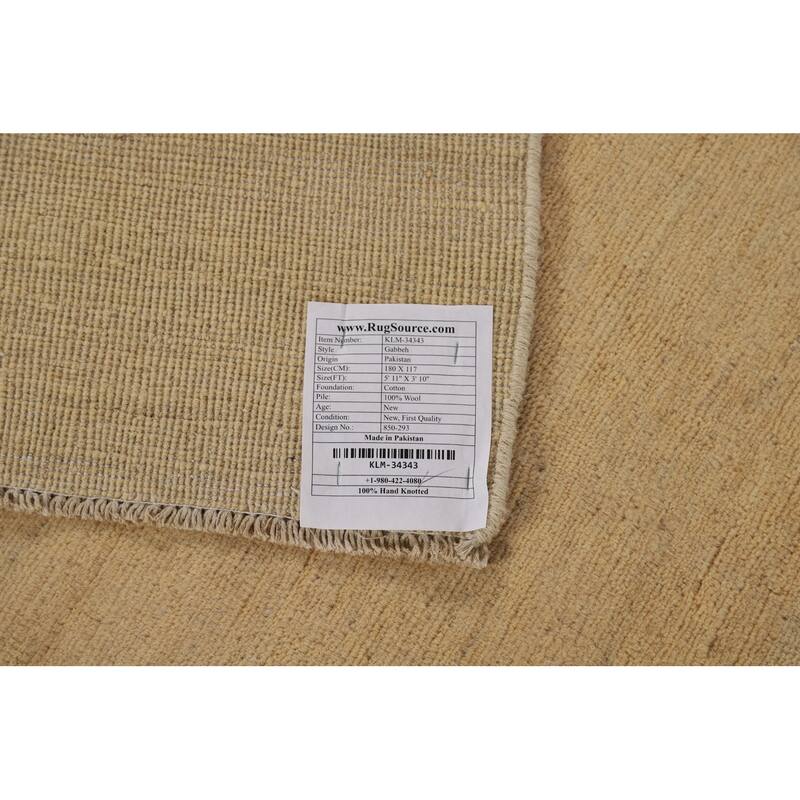 Gabbeh Modern Rug Hand-Knotted Bedroom Solid Wool Carpet - 3'10"x 5'11"