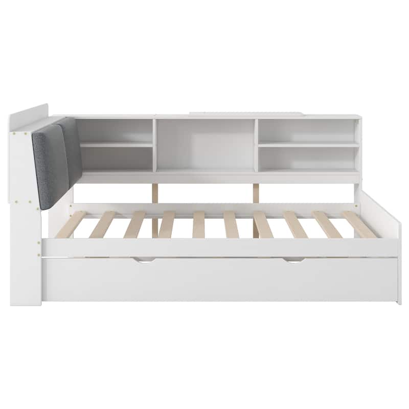 Wood Twin Size platform bed with Trundle