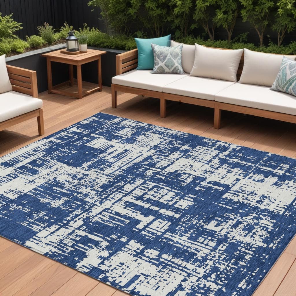 HomeRoots Abstract Transitional Rectangle Outdoor Rug