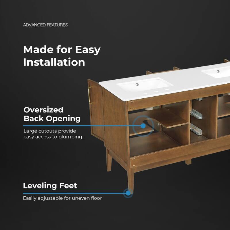 Ove Decors KIRA-60 Kira 60" Free Standing Double Basin Vanity Set with