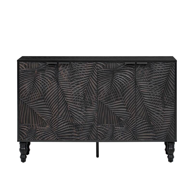 Modern TV Stand with 2 Storage Compartments, Fits TVs up to 43 Inches - 47.2" D x 13.9" W x 31.1" H - Black