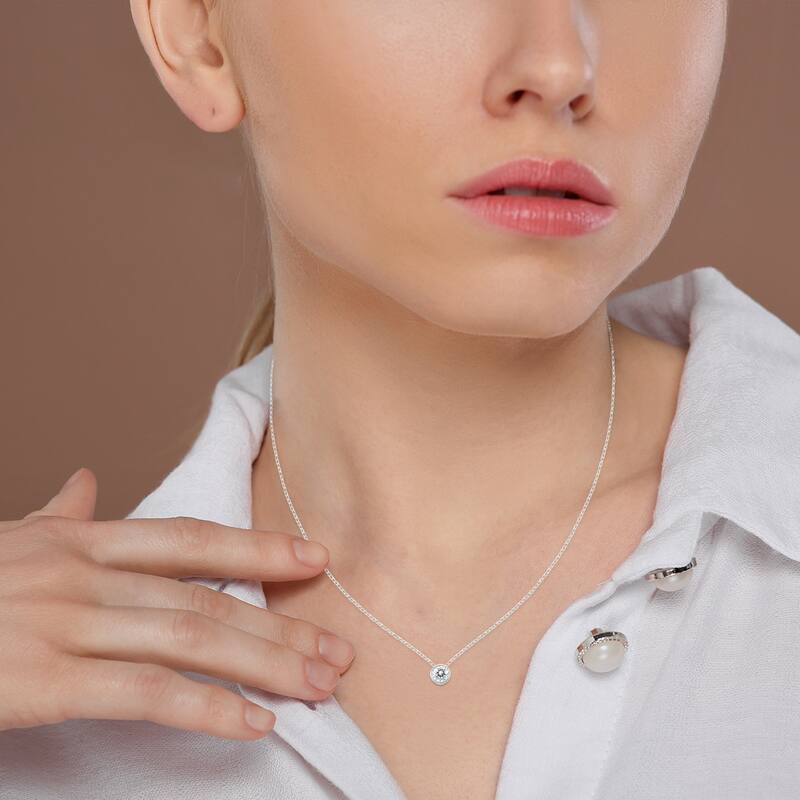 Marquee 1/3 Carat Diamond Bezel Pendant in 14K White Gold