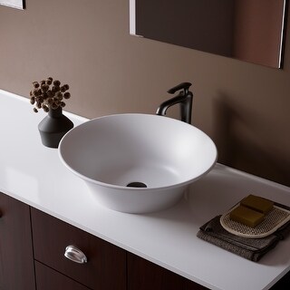 Karran Quattro Vibrant Matte White Acrylic 21 in. Oval Bathrom Vessel Sink