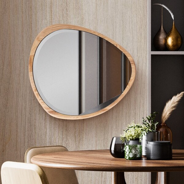 Allan Andrews Asymmetrical Bleached Oak Wood Framed Wall Mirror
