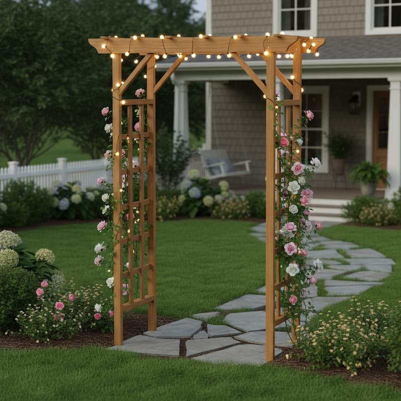 Anmytek Garden Arbor Trellis Outdoor Wedding Arch Plant Climbing Backyard Decor
