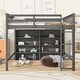 preview thumbnail 11 of 38, Solid Wood Loft Bed Frame with Open Storage Shelves Gray - Full