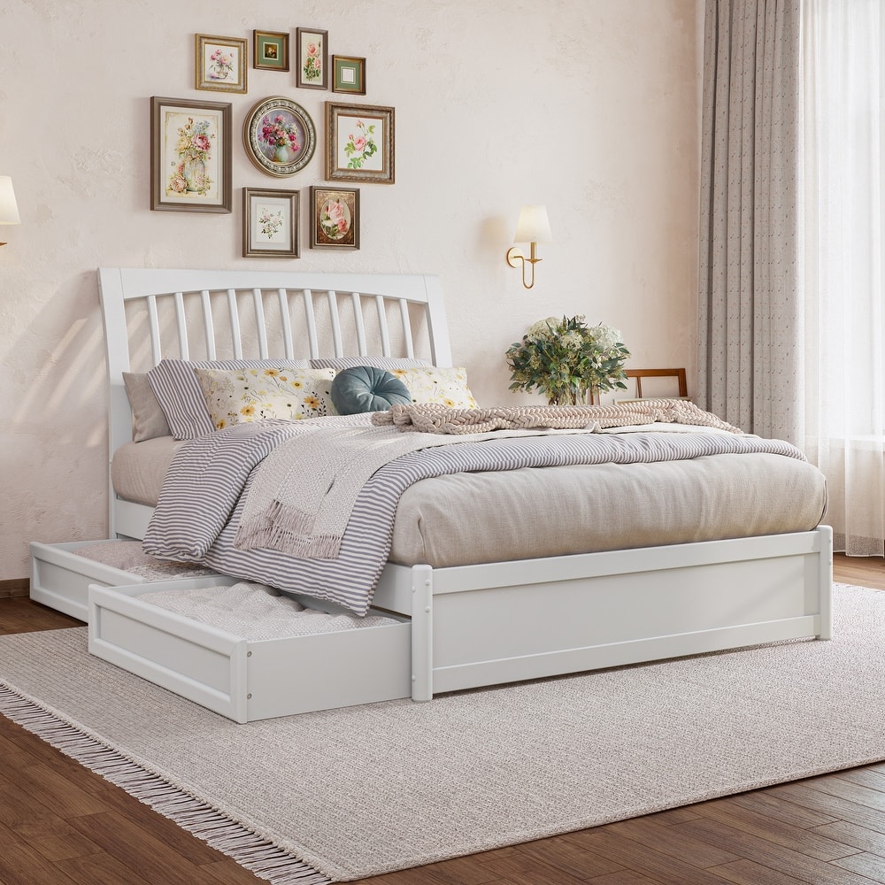 Roslyn Platform Bed with Panel Footboard and Storage Drawers