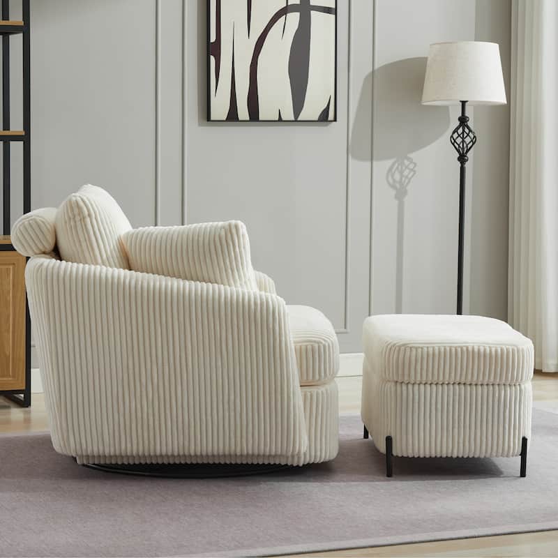 40.6" W Upholstered Swivel Accent Sofa Chair With Pillows