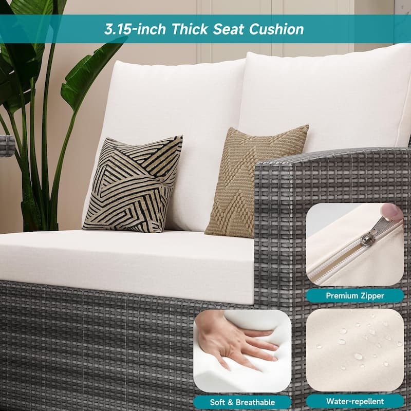 7 Piece Outdoor Sectional Sofa with Dining Table
