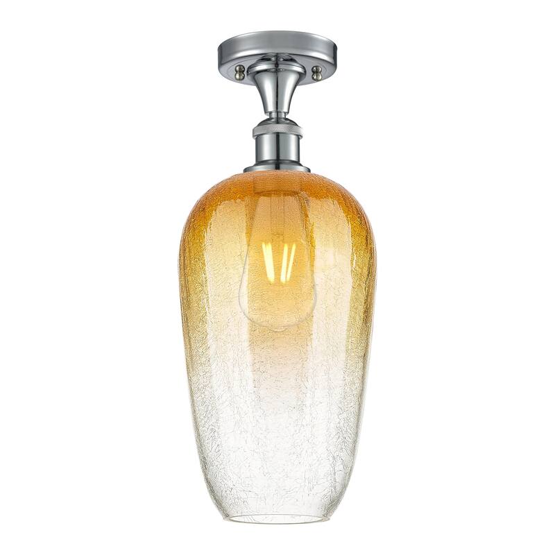 Innovations Lighting 516-1C-16-7 Brookhaven Flute Semi-Flush - Polished Chrome / Amber