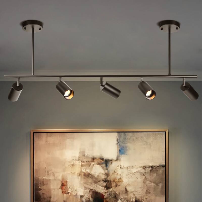 5-Light Modern Industrial Spotlight Adjustable Linear Ceiling Track Lighting Kit Industrial Track Lighting