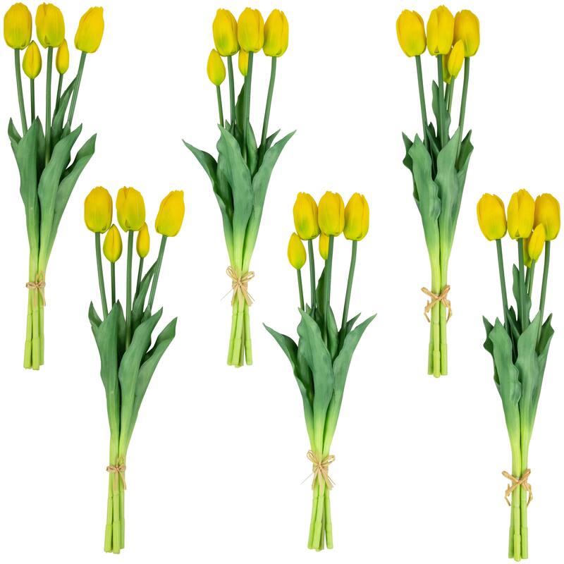 real touch™ yellow artificial tulip floral bundles set of 6 18"