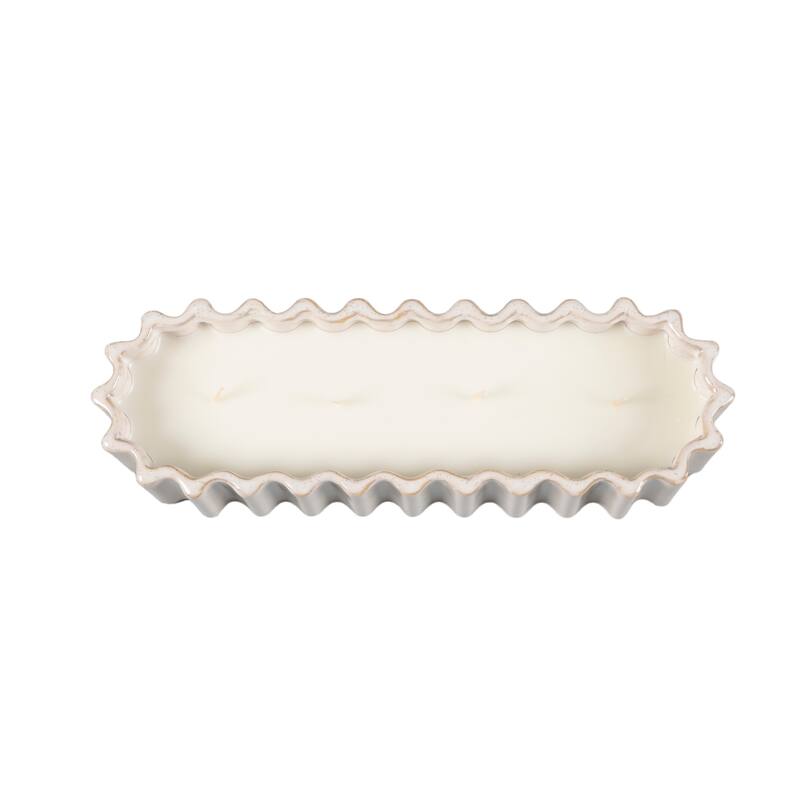 14.13in Ribbed Ceramic Ledge Candle - 31.5oz Santal