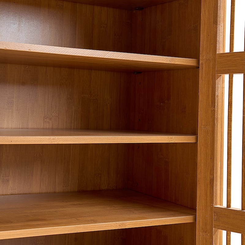 Shoe Cabinet with Shutter Doors, 6-Tier Entryway Shoe Cabinet with Adjustable Shelves, Wooden Modern Rack Organizer