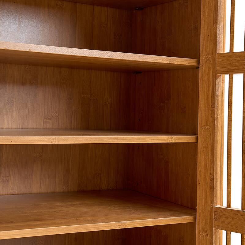 Shoe Cabinet with Shutter Doors, 6 Tier Wooden Shoe Storage Cabinet with Adjustable Shelves for Entryway Hallway