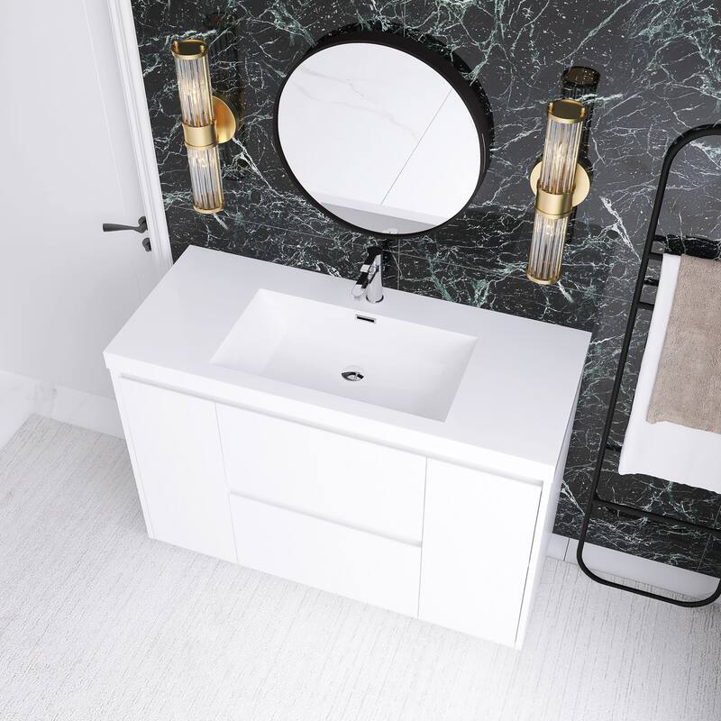 Floating Bathroom Vanity with Integrated Resin Top