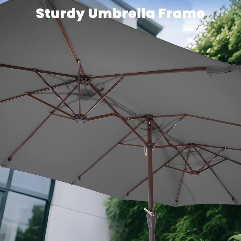 15ft Steel Navy No Tilt Market Patio Umbrella without Base
