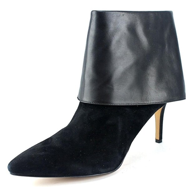 INC International Concepts Talla Women Pointed Toe Leather Black Ankle Boot