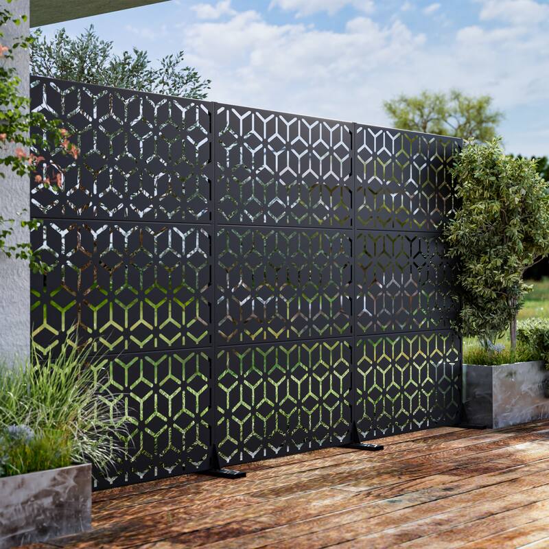 Outdoor Privacy Screen Metal Privacy Screen Panel Free Standing - 72*47
