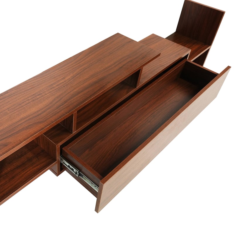 Surrey 60.2'' 2 Pc 1-Drawer Floating TV Stand Media Console with Open Shelves