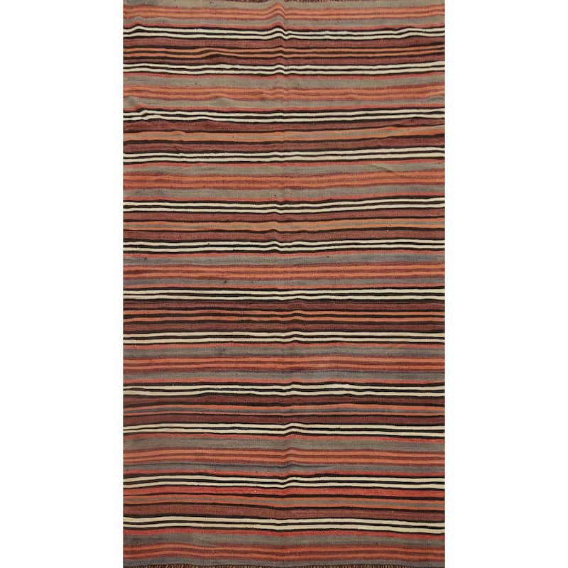 Hand Woven Oriental 100% Wool Carpet Southwestern Geometric Multi-Colored Kilim Area Rug - 8' 11'' X 4' 8''