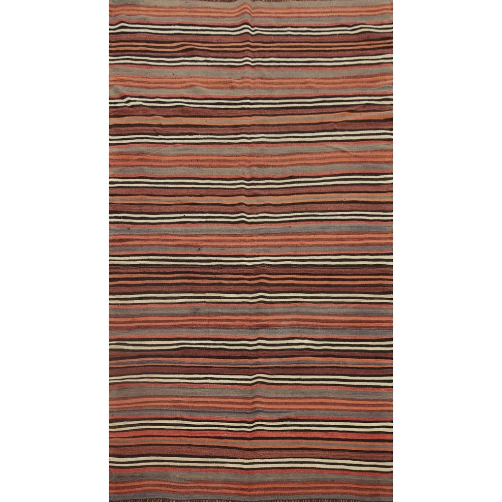 Hand Woven Oriental 100% Wool Carpet Southwestern Geometric Multi-Colored Kilim Area Rug - 8' 11'' X 4' 8''