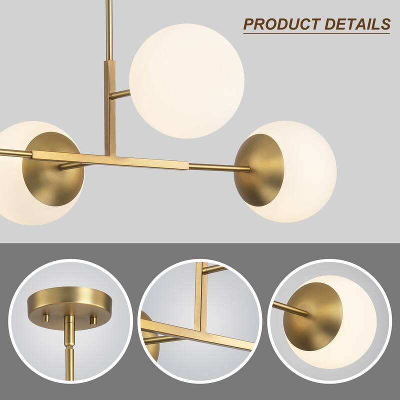 4 - Light Dimmable Gold Sputnik Modern Linear Globe Chandelier Kitchen Island Pendant Light - W41.73"
