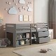 preview thumbnail 1 of 6, Twin Size Solid Wood Loft Bed with Storage and Fence Gray