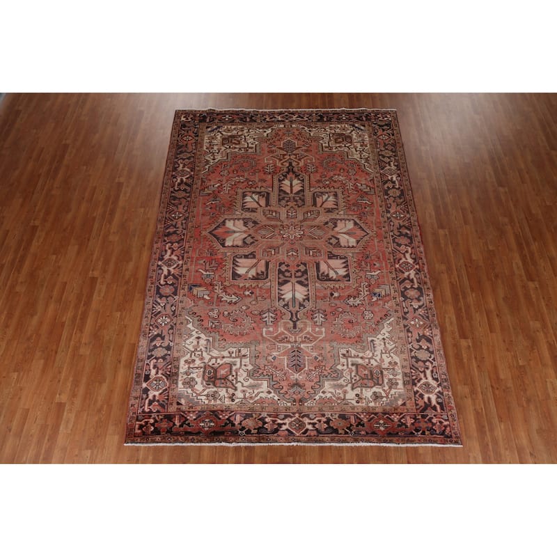 Vintage Geometric Traditional Heriz Persian Wool Area Rug Hand-knotted - 7'5" x 10'7"