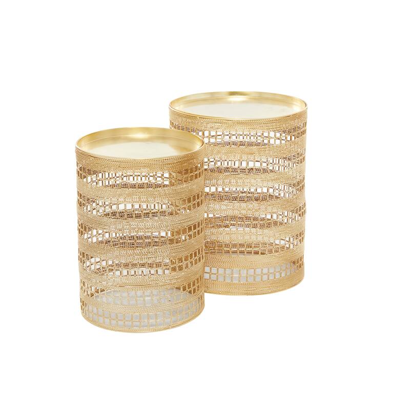 Metal Accent Table - Set of 2 Gold - Roche River Decor - 14"W x 14"L x 18"H
