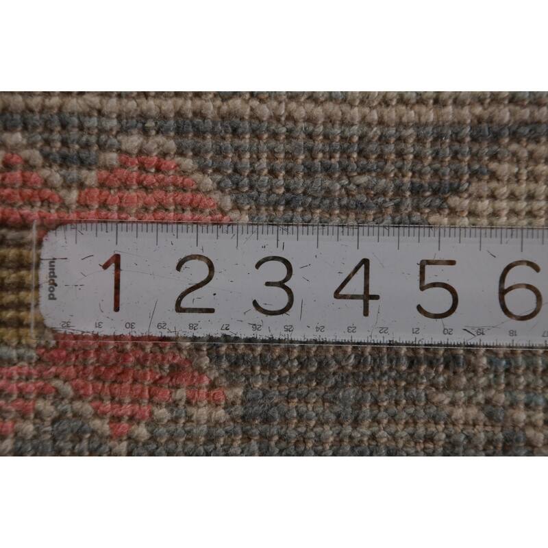 Hand Knotted Oriental 100% Wool Carpet Transitional Geometric Beige & Ivories Oushak Runner Rug - 9' 2'' X 3' 1''