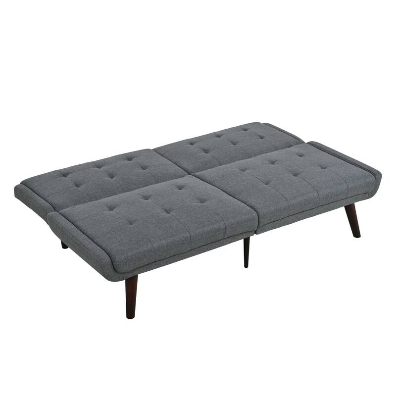 2-Seater Sofa Bed Grey Convertible Sofa Bed with 5-Position Adjustable Backrest, 63" Loveseat Sleeper Sofa Couch