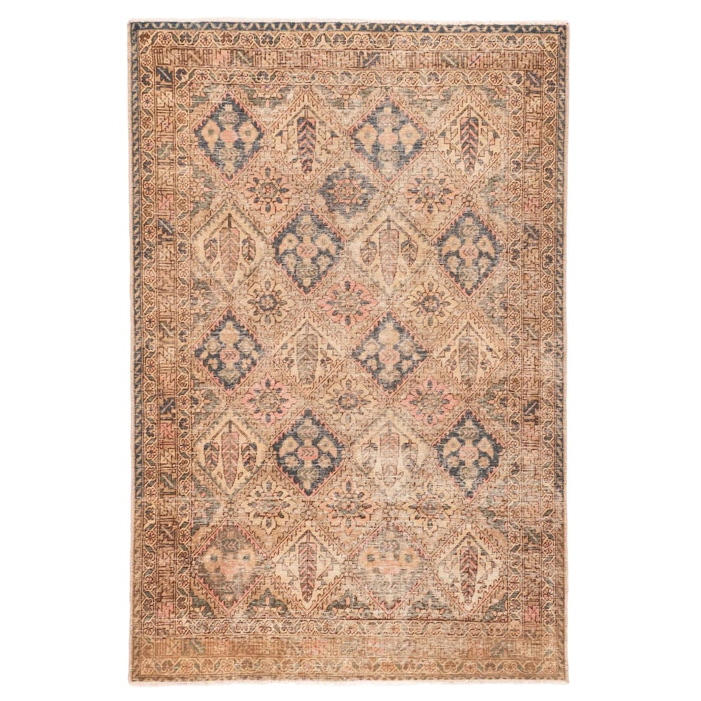 ECARPETGALLERY Hand-knotted Antalya Vintage Tan Wool Rug - 5'0 x 7'8