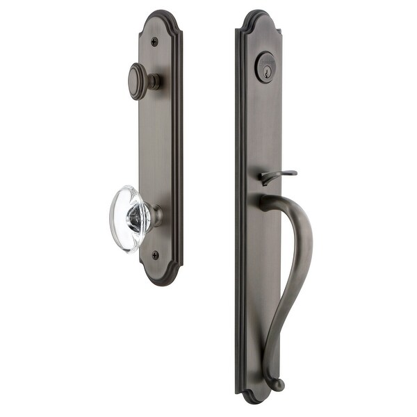 Grandeur ARCSGRPRO_ESETD_NA Arc Solid Brass Rose Dummy Full Plate 'S' Grip Handleset with Provence Crystal Knob