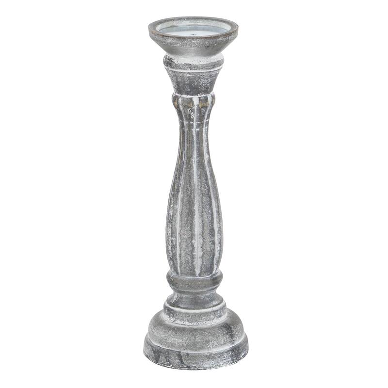 Gray, Green, Brown or Blue Wooden Distressed Turned Decorative Candle Holder (Set of 3)