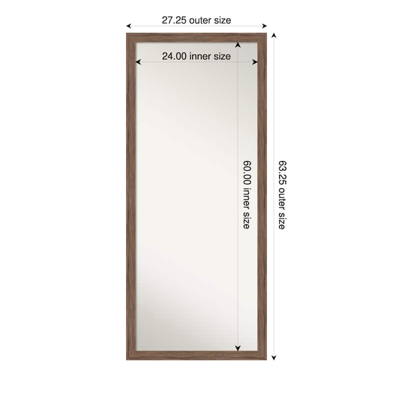 Pia Narrow Non-Beveled Framed Full-Length Floor Leaner Mirror - Pia Medium Brown Narrow - 27 x 63 in