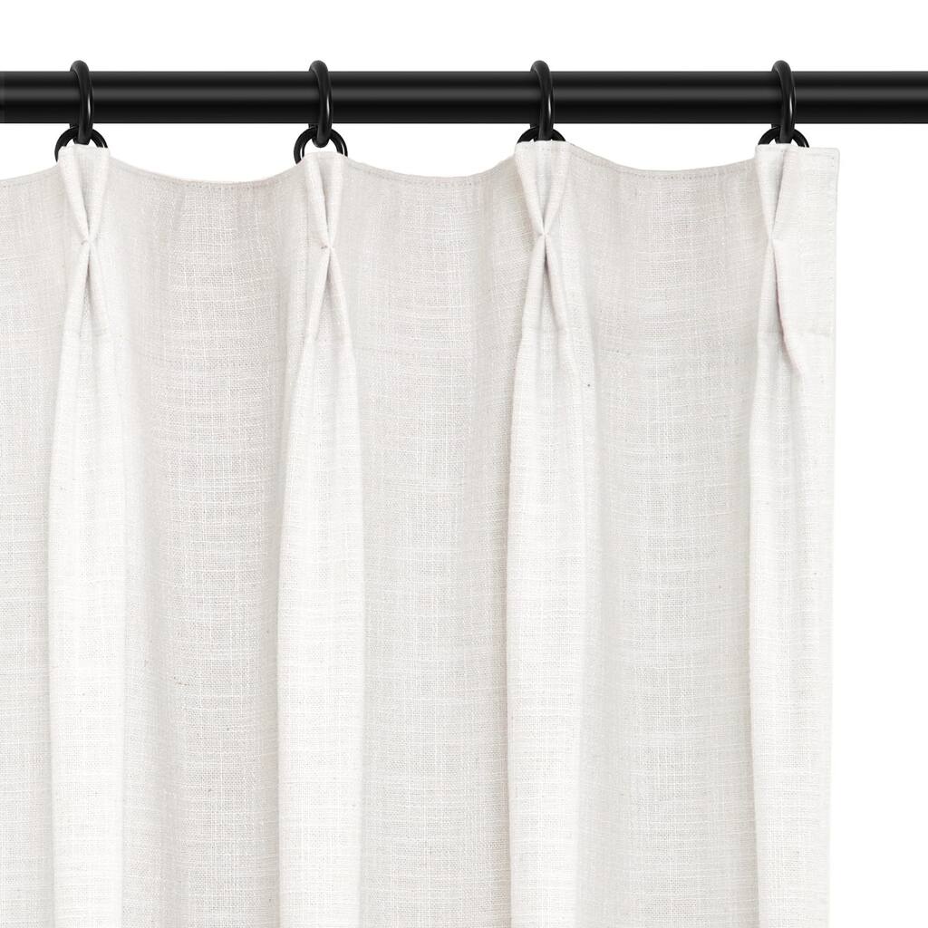 100% Blackout Curtains, Pinch Pleated Linen Blackout Curtains 96 Inch Length 2 Panels Set, Thermal Room Darkening