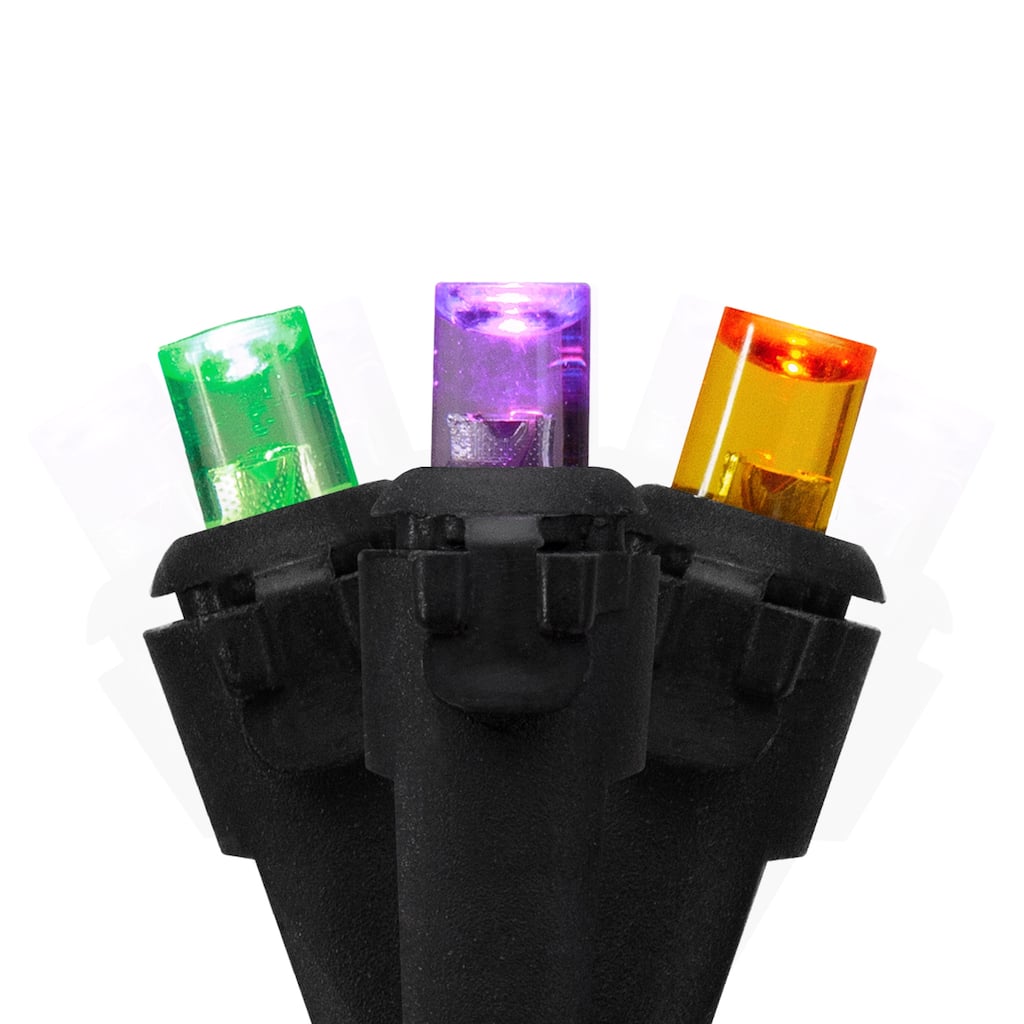 LED Christmas Lights - Purple Green and Orange - 16.25' Black Wire - 50ct - 16.25ft