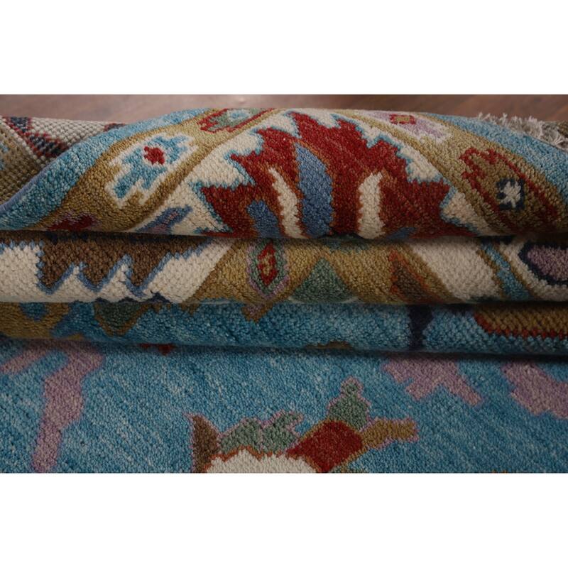 Blue Floral Oushak Oriental Area Rug Handmade Dining Room Wool Carpet - 7'10"x 9'10"